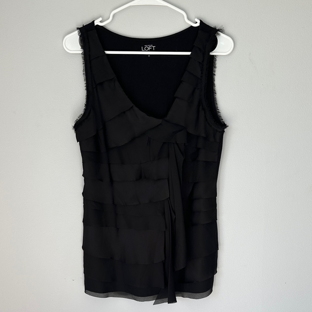 LOFT Black Layered Sleeveless Blouse - Picture 1 of 1